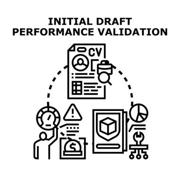 Initial draft performance validation developing strategy illustration Illustrazione stock