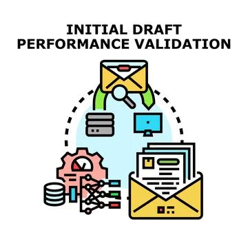 Initial draft performance validation process cycle Stock Illustration