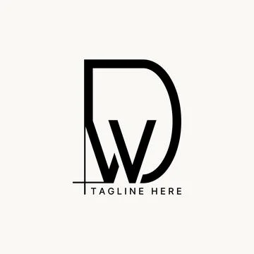 Initial DW connected font line corner dimention drawing architecture isometric Illustrazione stock
