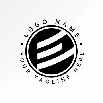 Initial E font on line circle branding capital styling loop element minimal Stock Illustration