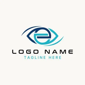 Initial E font unique art eye view swoosh to monogram typography branding Stock Illustration