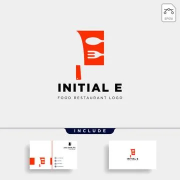 Initial e food equipment simple logo template vector icon abstract Stock Illustration