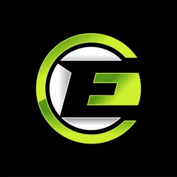 Initial E Lettermark Circle Neon Green Design Stock Illustration