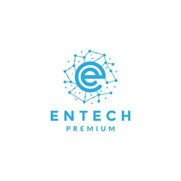 Initial e with lines connect technology logo symbol icon vector graphic des.. Stock Illustration