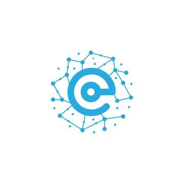 Initial e with lines connect technology logo symbol icon vector graphic des.. Stock Illustration