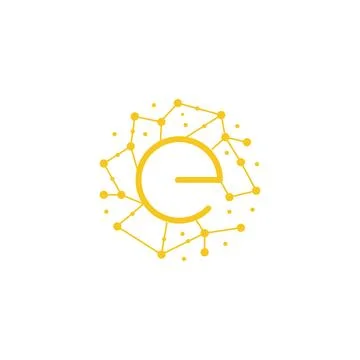 Initial e with lines connect technology logo symbol icon vector graphic des.. Stock Illustration