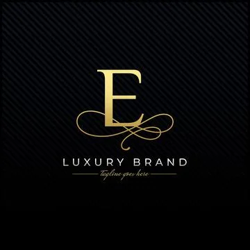 Initial E Luxury Letter Logo Design , Elegance Wedding Initial Monogram Stock Illustration