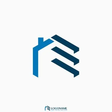 Initial E or RE font roof house door building monogram typography home 스톡 일러스트