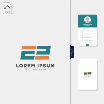 Initial e2 tech logo template vector illustration and get free business card  Illustrazione stock