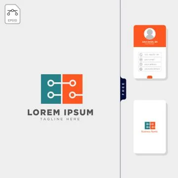 Initial e2 tech logo template vector illustration and get free business card  Stock Illustration