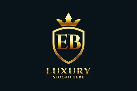 Initial EB elegant luxury monogram logo or badge template with scrolls and .. Stock Illustration