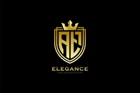 Initial AT elegant luxury monogram logo or badge template with scrolls and .. Stock Illustration