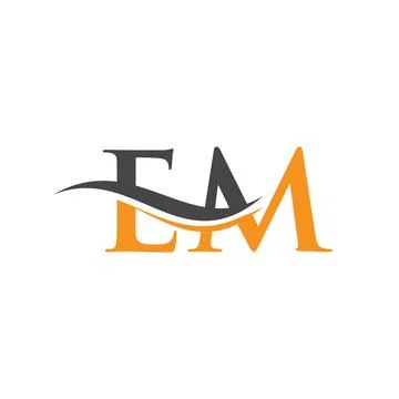 Initial EM letter linked logo vector template. Swoosh letter EM logo design. Stock Illustration
