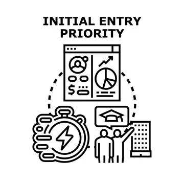 Initial entry priority planning investing education concept Stock Illustration
