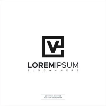 Initial EV VE logo company name Black and Silver design. vector logo for busi Illustrazione stock