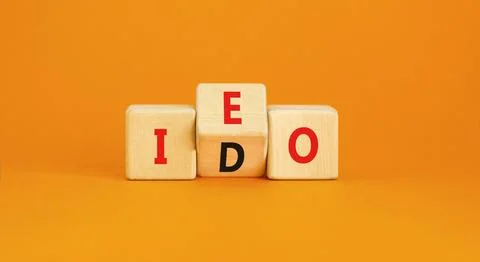 Initial exchange or DEX offering symbol. Concept words abbreviation IEO or .. Stock Photos