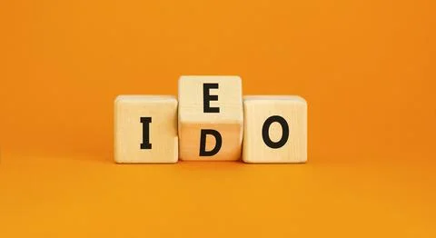 Initial exchange or DEX offering symbol. Concept words abbreviation IEO or .. Stock Photos