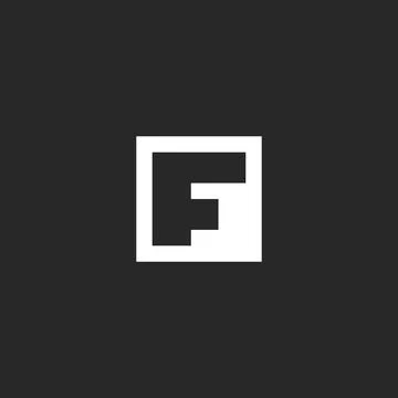 Initial F letter logo monogram square geometric frame, creative negative spac Stock Illustration