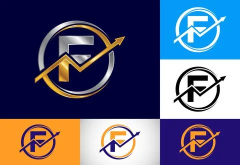 Initial F monogram alphabet symbol design incorporated with the arrow. Fina.. Stock Illustration