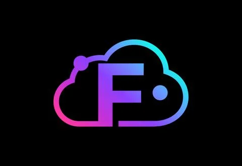 Initial F monogram letter with the cloud. Cloud computing service logo. Clo.. Stock Illustration