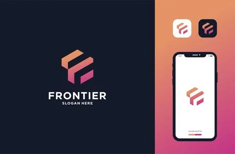 Initial f negative space for business branding Stock Illustration