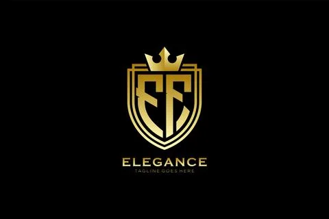 Initial FF elegant luxury monogram logo or badge template with scrolls and .. Illustration