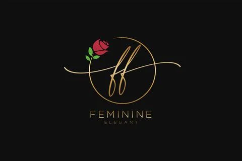 Initial FF Feminine logo beauty monogram and elegant logo design, handwriti.. Illustration