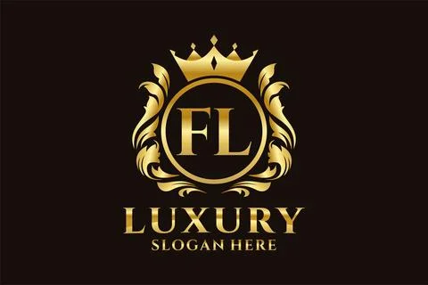 Initial FL Letter Royal Luxury Logo template in vector art for luxurious br.. Stock Illustration