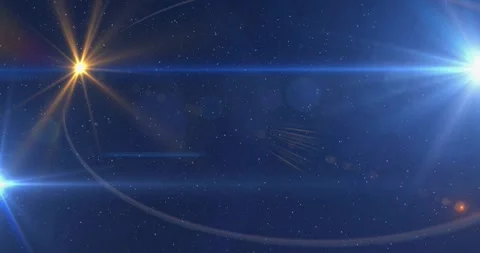 Initial flash above left, gold star flare tracing clockwise forming ring with Video stock 329611227