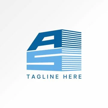 Initial AS font 3D cut shadow cubical placement to virtual scene construction Stock Illustration