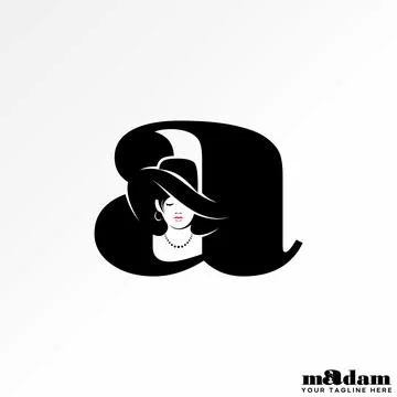 Initial A font negative space beauty woman to monogram typography fashion Stock Illustration