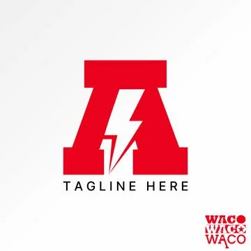 Initial A font with thunder strom electric power lighting to denger monogram Stock Illustration
