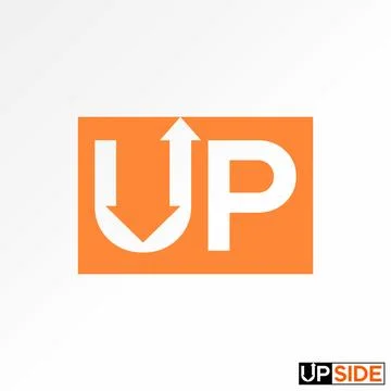 Initial UP font with upside arrow top down fast speed boost motion next right Stock Illustration