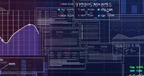 Initial frames appearing, dashboard forming, charts growing, numbers updating Stock Footage 328230258