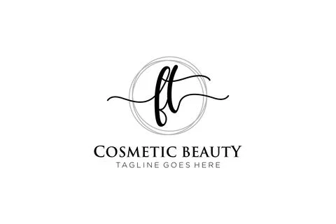 Initial FT Feminine logo beauty monogram and elegant logo design, handwriti.. Stock Illustration