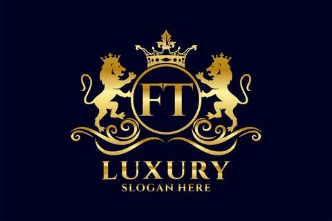 Initial FT Letter Lion Royal Luxury Logo template in vector art for luxurio.. Stock Illustration