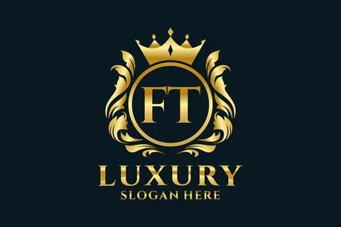 Initial FT Letter Royal Luxury Logo template in vector art for luxurious br.. Stock Illustration