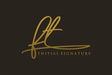 Initial FT Letter Signature Logo Template elegant design logo. Hand drawn C.. Stock Illustration