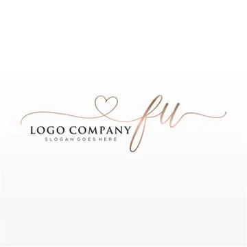 Initial FU beauty monogram and elegant logo design Stock Illustration
