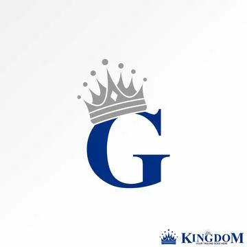 Initial G font with cut crown top Kingdom monogram typography branding Illustrazione stock