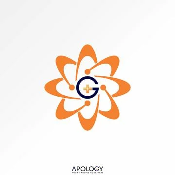 Initial G font plus trend health orbits swoosh tech to healthcare network Illustrazione stock