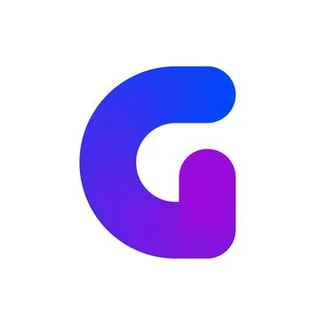 Initial G letter logo design. Gradient twisted ribbon for logotype, title Illustrazione stock