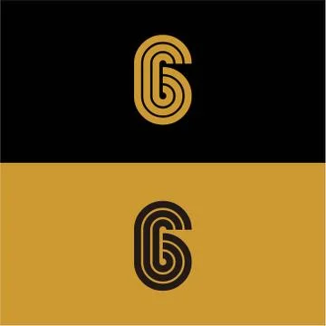Initial G letter monogram linear pattern, gold and black parallel lines creat Illustrazione stock