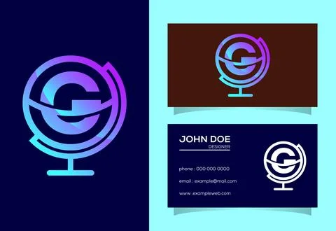 Initial G monogram alphabet with earth globe emblem. Globe logo design vect.. Stock Illustration