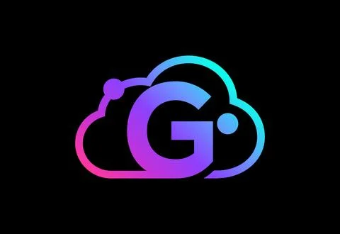 Initial G monogram letter with the cloud. Cloud computing service logo. Clo.. Illustrazione stock