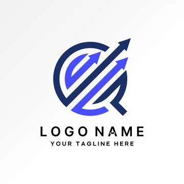Initial G or GQ font three arrows tranding increase monogram typography brand Stock Illustration