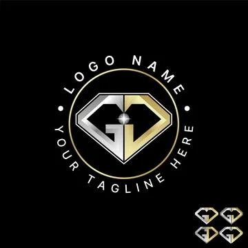Initial GC GD font pentagon diamond superman to monogram typography jewellery Stock Illustration