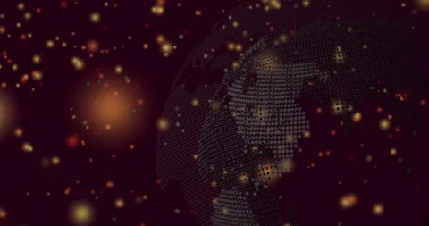 Initial glowing dots emerging as digital globe materializing and rotating Video stock 310864145