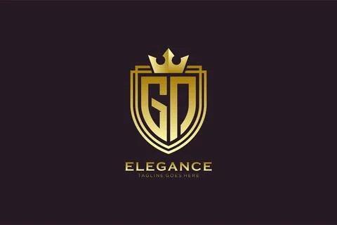 Initial GN elegant luxury monogram logo or badge template with scrolls and .. Stock Illustration