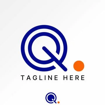 Initial GQ or QG dot font circle connected cut ring monogram typography tech Illustrazione stock